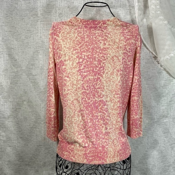 Talbots petite pink animal print 3/4 sleeve cardigan size S - Picture 5 of 6